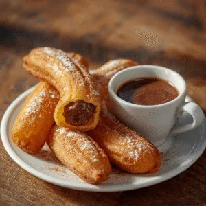Churros caseros rellenos de chocolate
